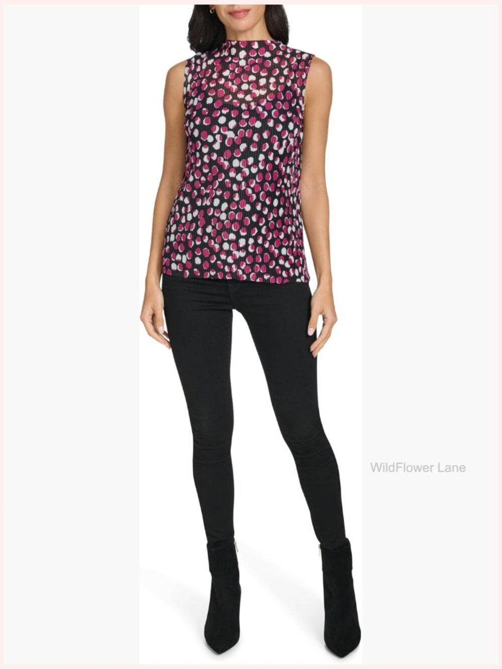 Sleeveless Mock Neck Top - Regular Fit T-Shirt